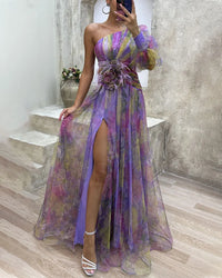 Elegantes Damen Langarmkleid – Violett