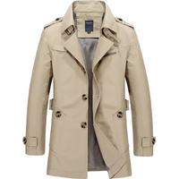 Herren Wollmantel in Premium-Qualität - Eleganter Doppelreiher Wintermantel – Sandbeige