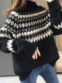 NICOLE - ROLLKRAGENPULLOVER – Schwarz