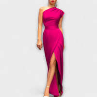 Elegantes Asymmetrisches Damen Abendkleid – Rosa