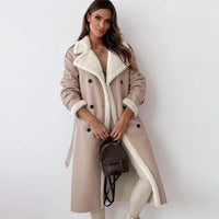 Damen Langer Daunenmantel mit Knopfleiste | Warm und Elegant – Beige
