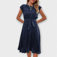 Claire | Lässiges Plisseekleid – Saphirblau