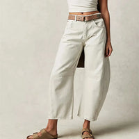 Damen Retro Jeanshose - Lässiger Schnitt – Weiß