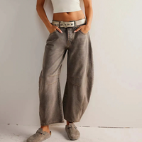 Damen Retro Jeanshose - Lässiger Schnitt – Braun