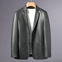 Herren Lederblazer Elegant Slim Fit – Grau