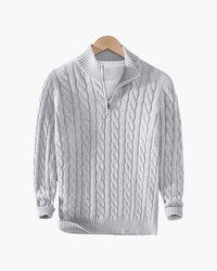 Herren Strickpullover Half-Zip Casual – Grau
