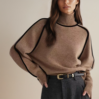 Damen Warmer Rollkragenpullover für Winter | Weich und Kuschelig – Eiche Braun