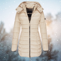 Warme Damen Winterjacke mit Daunen und Kapuze – Khaki