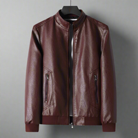 Herren Lederjacke Klassisch - Zeitloses Bomber Design – Weinrot