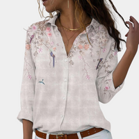 Elegante Damenbluse mit Blumenstickerei und Puffärmeln – Altrosa