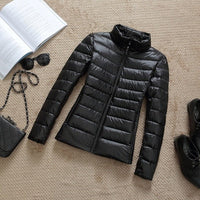 Jacke Damen Glänzend Kurz Winterjacke Modisch Warm für Urbane Outfits – Schwarz
