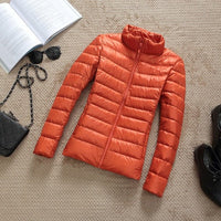 Jacke Damen Glänzend Kurz Winterjacke Modisch Warm für Urbane Outfits – Orange