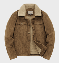 Sherpa-gefütterte Cordjacke für Herren – Khaki
