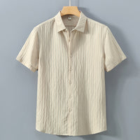 Robert | Spitzer Kragen Knopfleiste Kurzarmhemd – Beige