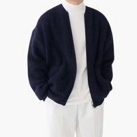 Strickjacke für Herren - Leichte Sommerjacke mit Reißverschluss für warme Tage – Dunkelblau