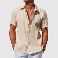 Sigmund | Herren Kurzarm Leinenhemd – Beige
