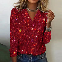 Julia | Stylischer Pullover mit V Ausschnitt – Rot