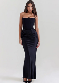 JULIET | Trägerloses Maxikleid – Schwarz