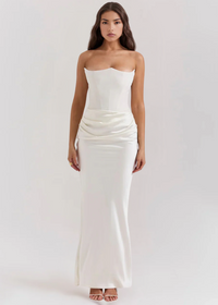 JULIET | Trägerloses Maxikleid – Weiß