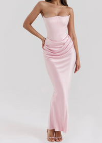 JULIET | Trägerloses Maxikleid – Rosa