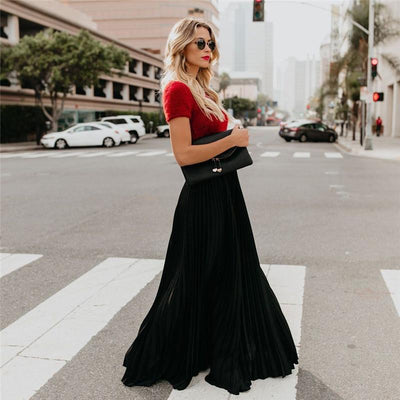 Heidi-Mode | Lange Einfarbige Plissierte