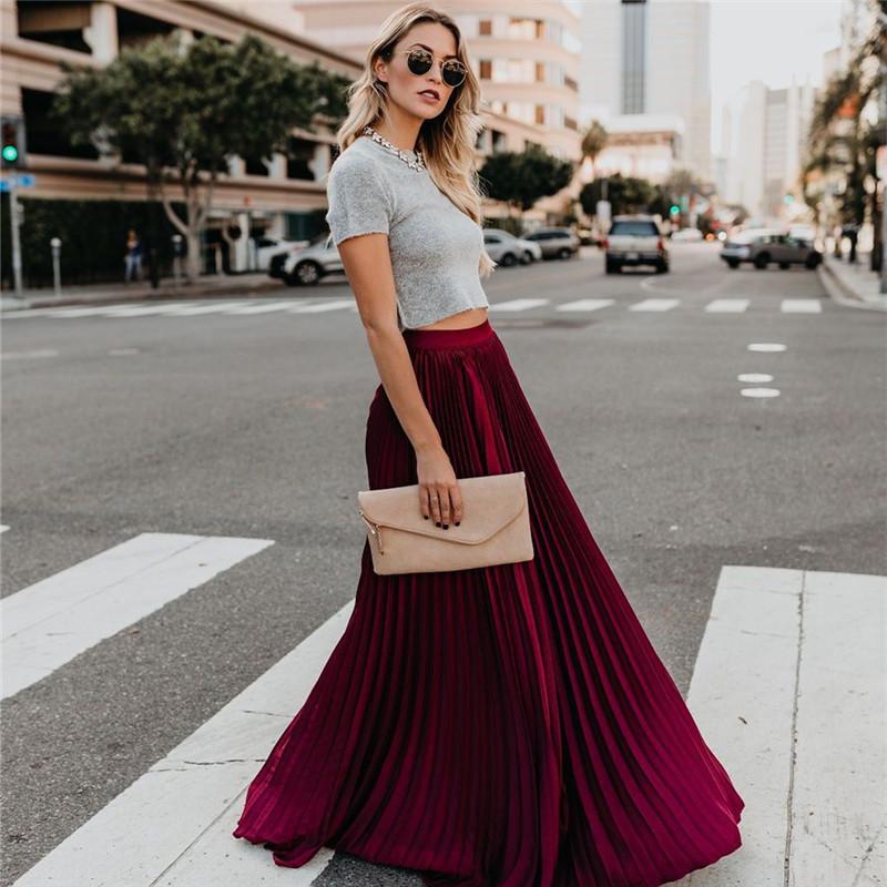 Heidi-Mode | Lange Einfarbige Plissierte