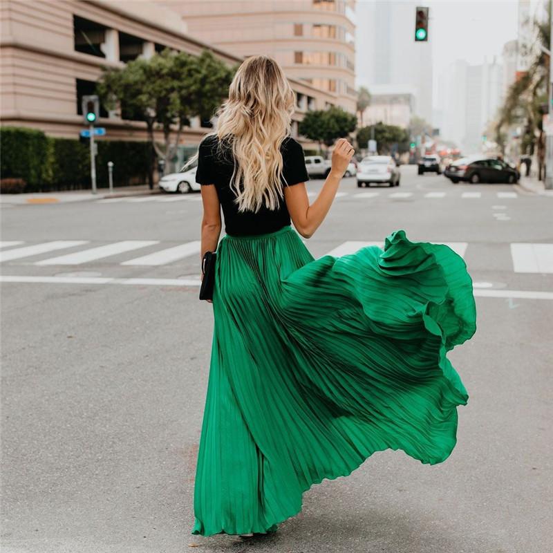 Heidi-Mode | Lange Einfarbige Plissierte