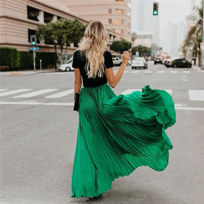 Heidi-Mode | Lange Einfarbige Plissierte