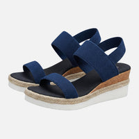 Dagmar | Damen Jute Plateausandalen Espadrille-Stil – Jute Plateau Espadrilles – Blau