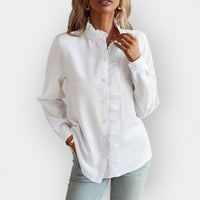 Elegante Damen Rüschenbluse – Weiß