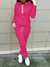 Bequemes Damen Trainingsanzug-Set aus Baumwolle | Kapuzenjacke & Jogginghose mit praktischen Taschen – Rosa