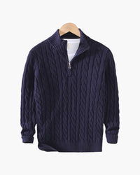 Herren Strickpullover Half-Zip Casual – Marine