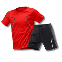 Herren Sport Set Atmungsaktiv - T-Shirt und Kurze Hose – Rot