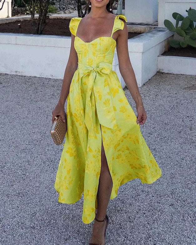 Bedrucktes Damen Sommerkleid mit Flügelärmeln