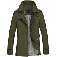 Herren Wollmantel in Premium-Qualität - Eleganter Doppelreiher Wintermantel – Dunkelgrün