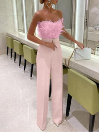 Damen Elegant Jumpsuit mit Röhrenoberteil - Figurbetont & Hochwertig – Rosa