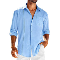 Casual Herren Langarmhemd – Hellblau