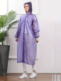 Wasserdichte Damen-Regenjacke mit Kapuze und modischem Punktmuster – Lila