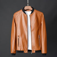 Herren Lederjacke Bomber Statement Stil – Hellbraun