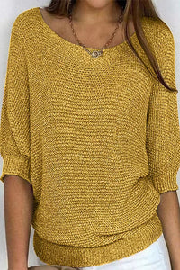 Damen Strickpullover Oversize mit Fledermausärmeln | Casual Herbst Winter – Gelb