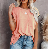 Lässiges Damen Oversize-Shirt mit Brusttasche | 100% Baumwolle | Locker geschnitten – Rosa