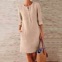 Leichte Damen Tunika Kleid – Beige