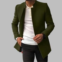 Moderner minimalistischer Herrenmantel – Oliv