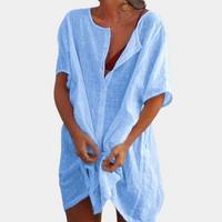 Eliana | Elegantes und leichtes Midikleid mit Knopfleiste für Frauen – Blau