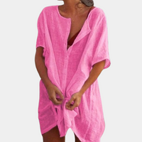 Eliana | Elegantes und leichtes Midikleid mit Knopfleiste für Frauen – Rosa