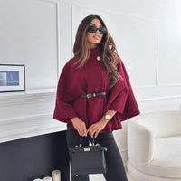 Kamila | Elegantes Wollcape für Frauen Übergang – Rot