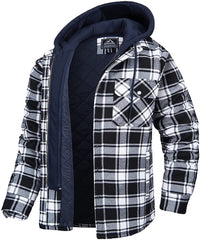 Karierte Winterjacke für Herren mit Stehkragen und windabweisenden Bündchen – perfekt und stylisch für Herbst und Winter – Schwarz