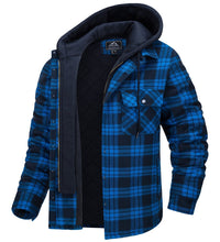 Karierte Winterjacke für Herren mit Stehkragen und windabweisenden Bündchen – perfekt und stylisch für Herbst und Winter – Blau