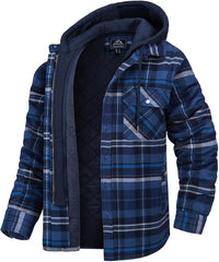 Karierte Winterjacke für Herren mit Stehkragen und windabweisenden Bündchen – perfekt und stylisch für Herbst und Winter – Dunkelblau