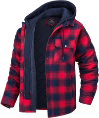 Karierte Winterjacke für Herren mit Stehkragen und windabweisenden Bündchen – perfekt und stylisch für Herbst und Winter – Rot